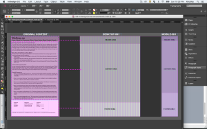 Identifying key areas in the wireframe and blocking off those areas with shades of gray. 